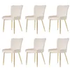 Six beige upholstered dining chairs with gold metal legs, arranged in two rows of three. Náhled obrázku produktu
