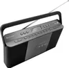 A black and gray portable CD player and radio with an extended antenna. Voir les images du produit