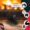 A chimney brush is shown in front of a fireplace with decorative icons on the side. Produktbild-Vorschau