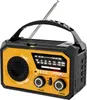 A yellow and black portable emergency radio with a solar panel on top and an extendable antenna. Náhled obrázku produktu