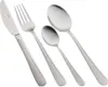 A set of four stainless steel cutlery pieces, including a knife, fork, and two spoons of different sizes, arranged diagonally on a white background. Produktbild-Vorschau