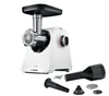A white Bosch meat grinder with accessories on a white background. Podgląd zdjęcia produktu