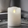 LED Stumpenkerze TWINKLE - bewegte, warmweiße LED Flamme - H: 10cm, D: 7,5cm - Timer - weiß Produktbild-Vorschau