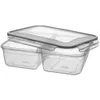 A clear, studio shot of a two-compartment lunchbox with its lid slightly ajar. Náhľad obrázku produktu