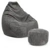 Lumaland Gaming-Sitzsack Cord Set 350l grau + Hocker 50l Produktbild-Vorschau 1
