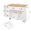 A diagram showing the dimensions and weight capacity of a kitchen cart. Podgląd zdjęcia produktu