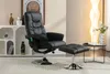 Ruhestuhl Massagestuhl mit Hocker Lounge-Sessel, Schwarz Produktbild-Vorschau 3