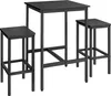 A black bar table with two stools against a white background. Produktbild-Vorschau