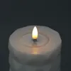 LED Stumpenkerze MIA - Rautenmuster - Echtwachs - 3D Flamme - H: 10cm - D: 7,5cm - weiß Produktbild-Vorschau