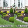 A split image showing a garden bed before and after the installation of metal edging. Produktbild-Vorschau
