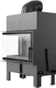 A product shot of a fireplace insert with a glass door and a black flue. Produktbild-Vorschau
