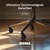Close-up of the base and wheels of an office chair on a wooden floor. Voir les images du produit