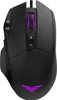 A black gaming mouse with purple accents and lighting, shown from a top-down perspective against a white background. Produktbild-Vorschau