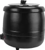 A black soup kettle warmer with a silver lid. Náhled obrázku produktu
