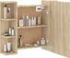 A wooden cabinet with shelves and a door, filled with various cosmetic products. Náhled obrázku produktu