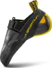 Kletterschuh "Theory" von La Sportiva; schwarz mit gelben Akzenten und Klettverschluss; für Kletterer. Podgląd zdjęcia produktu