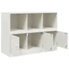A white metal storage cabinet with six compartments, two rows of three. The bottom row has three doors, two of which are open. Produktbild-Vorschau