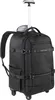 A black backpack with wheels and a retractable handle. Produktbild-Vorschau