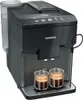 A black Siemens EQ.500 classic coffee machine with two cups of espresso in the foreground. Produktbild-Vorschau