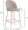 FineBuy Set da 2 sgabelli da bar in velluto beige con gambe Anteprima dell’immagine prodotto 3