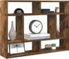 A wooden shelf unit with various decorative items placed on it. Náhled obrázku produktu