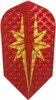 A single dart flight with a red background and a gold starburst design. Voir les images du produit