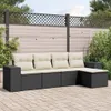 5-tlg. Garten-Sofagarnitur mit Kissen Schwarz Poly Rattan Produktbild-Vorschau 2