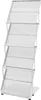 A white, multi-tiered magazine rack is shown against a white background. Náhled obrázku produktu