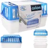 Product packaging for a dehumidifier with multiple views of the product and its components. Podgląd zdjęcia produktu