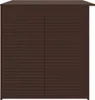 A front view of a closed brown poly rattan garden storage box. Voir les images du produit