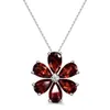 925 Sterling Silber Halskette mit Diamant & Granat Anhänger Produktbild-Vorschau 1