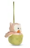 A plush owl toy hanging from a green string against a white background. Produktbild-Vorschau