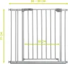 A silver Hauck baby gate with measurement indicators. Voir les images du produit