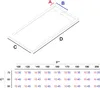 A diagram showing dimensions and a table with size specifications for a shower tray. Produktbild-Vorschau