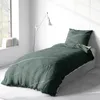 Bettwäsche 155x200 cm Baumwolle Grün Weiß Streifen Produktbild-Vorschau 3