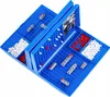 A blue Battleship game board with ships and markers. Produktbild-Vorschau