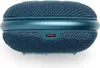 A close-up, front view of a blue JBL CLIP 4 Bluetooth speaker against a white background. Voir les images du produit