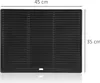 A top-down view of a black cast iron grill plate with dimensions indicated. Anteprima dell’immagine prodotto