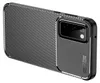 A black carbon-look phone case with a camera cutout is shown from a diagonal angle against a white background. Produktbild-Vorschau