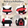 A collage of four different cat furniture designs, presented in a Halloween theme, with German text descriptions. Produktbild-Vorschau