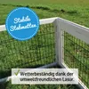 A section of a white wooden fence with black wire mesh, set up on a grassy lawn. Produktbild-Vorschau