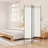 A bedroom scene with a bed, a nightstand, and a folding screen. Voir les images du produit
