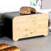 Capiente portapane in metallo nero con tagliere in bambù Anteprima dell’immagine prodotto 3