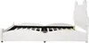 A white upholstered bed frame with a headboard shaped like bear ears, shown from the side. Náhľad obrázku produktu
