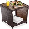 CASARIA® Beistelltisch Wetterfest Klein Holz Polyrattan Produktbild-Vorschau 1