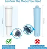 Two water filter cartridges are shown side-by-side with measurement indicators and compatibility information. Produktbild-Vorschau
