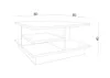 A line drawing of a coffee table with dimensions indicated. Náhľad obrázku produktu