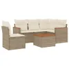 6-tlg. Garten-Sofagarnitur mit Kissen Beige Poly Rattan Produktbild-Vorschau 1