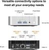 Diagrams showing the ports and buttons of a mini PC. Produktbild-Vorschau