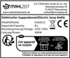 A product label for an electric soup kettle, displaying technical specifications, manufacturer information, and recycling instructions. Produktbild-Vorschau